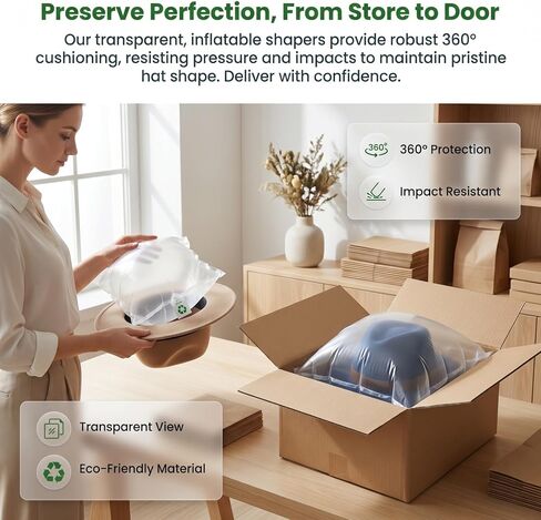 Transparent Inflatable Hat Support Air Packaging Bags 50Pcs Round Shaper for Hat Protection Cushioning Prevents Deformation Pressure Damage for Shipping and Storage in Kuwait