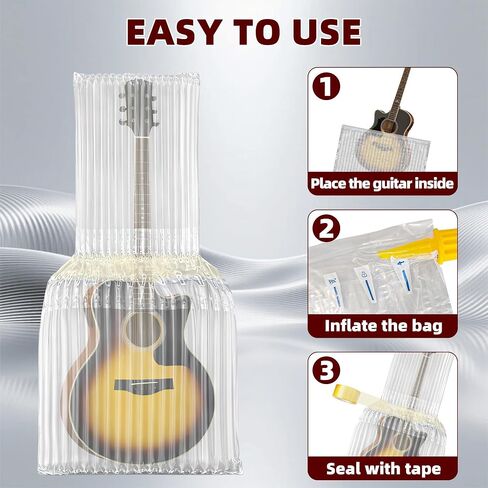 THOUSANDSUNNY 5 Pack Guitar Air Column Packaging Bags, Inflatable Guitar Storage Packaging Bag for Bass Guitar Ukulele in Kuwait