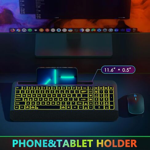 JoyAccess Wireless Keyboard و Mouse Combo Backboate - لوحة مفاتيح هادئة مضغوطة مع الماوس RGB ، قابلة لإعادة الشحن ، الماوس لوحة مفاتيح اللاسلكي المحمولة ل MAC ، Windows ، الكمبيوتر المحمول (Space Gray) in Kuwait