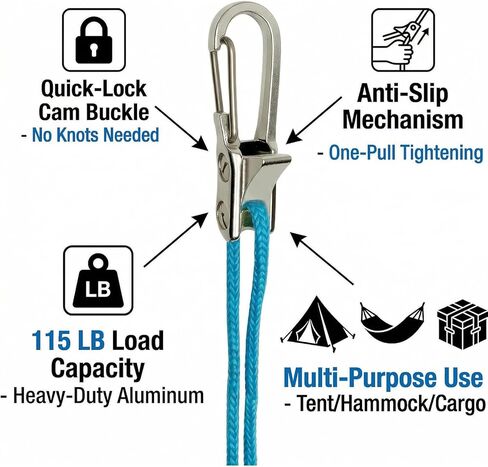 WALFRONT Paracord Tensioner Rope Tensioner Retractable Buckle Rope Tie Down Quick Adjustment Tightener with Brass Roller and Stainless Steel for Camping Canopy in Kuwait