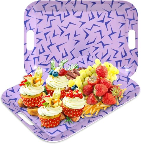 2PCS 4th of July Patriotic Serving Trays Platters with Handles 16 X 11 Inch Large Melamine Serving Dishes American Flag Dinnerware for 250th Anniversary Independence Day Memorial Day Party Decorations in Kuwait