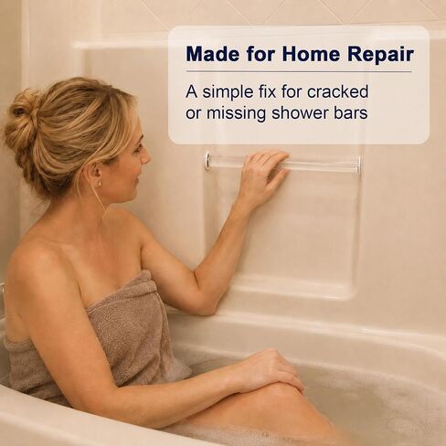 Acrylic Shower Bar Replacement - 24 Inch Clear Rod with 2 Grab Handle Bushings, Plastic Dowels for One-Piece Bath Module Repair and DIY Projects-Clear-1 Rod in Kuwait