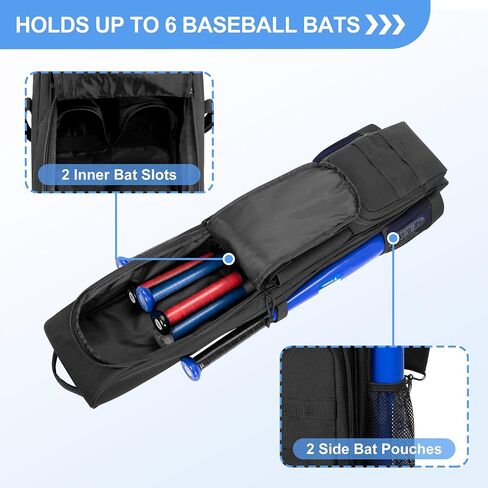 DSLEAF Baseball Bat Bag Holds up to 6 Bats, Large Capacity Softball Bat Bag with Back Fence Hook and Adjuastbale Shoulder Straps for Men and Women in Kuwait