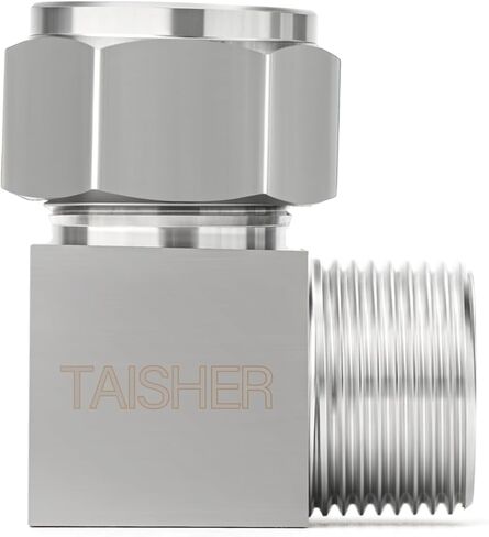 TAISHER 2 قطعة 304 الفولاذ المقاوم للصدأ مربع 90 درجة ضغط أنبوب وصلة تركيب الأنابيب، 1/2 "أنبوب OD x 3/8" NPT ذكر محول in Kuwait