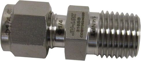 316 Stainless Steel Compression Fitting, 1/4" Tube x 1/4" NPT Male Connector, Twin Ferrule Leak-Resistant Tube Adapter for High-Pressure Applications, ASME B1.20.1 Compliant in Kuwait