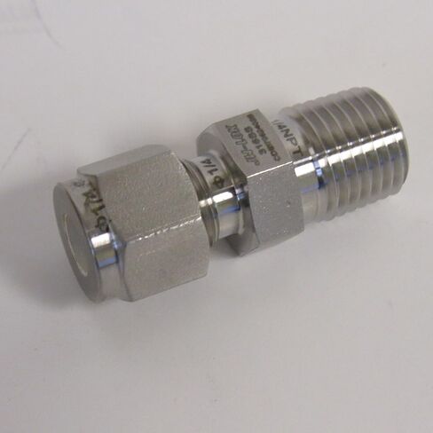 316 Stainless Steel Compression Fitting, 1/4" Tube x 1/4" NPT Male Connector, Twin Ferrule Leak-Resistant Tube Adapter for High-Pressure Applications, ASME B1.20.1 Compliant in Kuwait