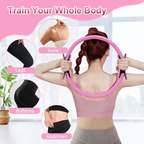 Home Pilates Essentials Kit for Women, Pilates Kit for Home Workouts, Pilates Equipment with Figure 8 Resistance Band, 14" Magic Circle, Yoga Ring, Pilates Accessories Set for Starter Workout in Kuwait