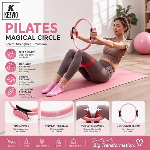Pilates Kit - Pilate Resistance Training Kit - Lightweight Pilates Equipment for Home Workouts - Stretching Core Exercise Balance Fitness and Full Body Workout Routines in Kuwait