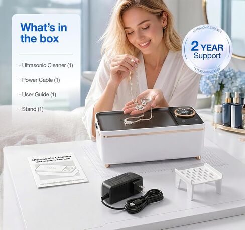 Ultrasonic Jewelry Cleaner Machine, 6 Cleaning Modes with Digital Timer, 48KHz Ultra Sonic Cleaner for Retainer Ring Glasses Watch Denture, 13.5oz 304 Stainless Steel Tank in Kuwait