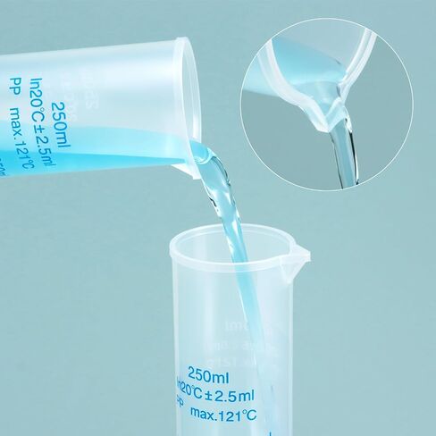 QWORK 6-Pack Plastic Graduated Cylinders, 250ml Science Hydrometer Test Tube Cylinder, Dual Marking Lines, Measuring Cylinder with Pour Spout in Kuwait