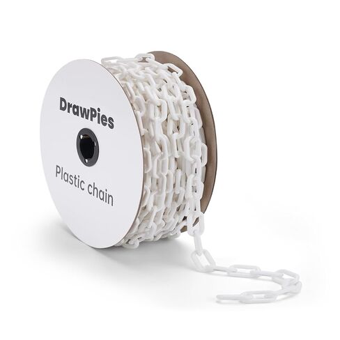 White Plastic Chain Links, 164Ft Plastic Safety Chains, Large Plastic Chain Barrier for Crowd Control, Queue Lines, Parking Lots, Driveways, Fences and Decoration in Kuwait