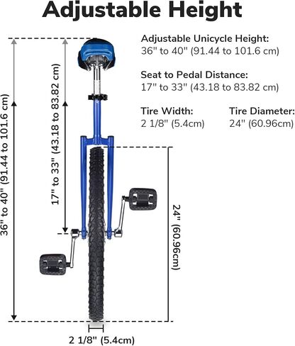 WinSpin 24" Inch Wheel Unicycle Circus Bike Leakproof Butyl Tire Wheel Cycling Outdoor Sports Fitness Exercise Health Blue in Kuwait