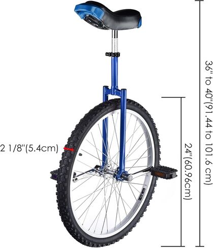 WinSpin 24" Inch Wheel Unicycle Circus Bike Leakproof Butyl Tire Wheel Cycling Outdoor Sports Fitness Exercise Health Blue in Kuwait