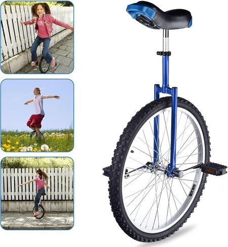 WinSpin 24" Inch Wheel Unicycle Circus Bike Leakproof Butyl Tire Wheel Cycling Outdoor Sports Fitness Exercise Health Blue in Kuwait