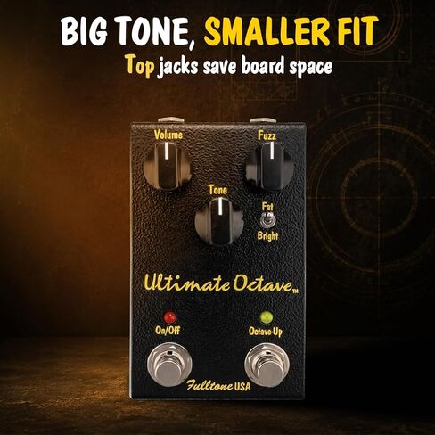 دواسة جيتار Fulltone Ultimate Octave Fuzz مع Octave Up، مفتاح سمين/مشرق، ترانزستور BC108، تجاوز حقيقي، مصنوع يدويًا في الولايات المتحدة الأمريكية، أسود in Kuwait