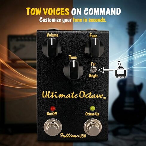 دواسة جيتار Fulltone Ultimate Octave Fuzz مع Octave Up، مفتاح سمين/مشرق، ترانزستور BC108، تجاوز حقيقي، مصنوع يدويًا في الولايات المتحدة الأمريكية، أسود in Kuwait