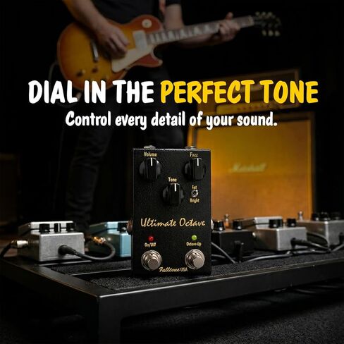 دواسة جيتار Fulltone Ultimate Octave Fuzz مع Octave Up، مفتاح سمين/مشرق، ترانزستور BC108، تجاوز حقيقي، مصنوع يدويًا في الولايات المتحدة الأمريكية، أسود in Kuwait