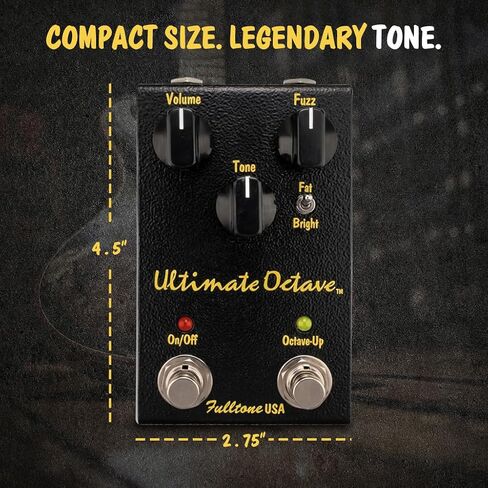 دواسة جيتار Fulltone Ultimate Octave Fuzz مع Octave Up، مفتاح سمين/مشرق، ترانزستور BC108، تجاوز حقيقي، مصنوع يدويًا في الولايات المتحدة الأمريكية، أسود in Kuwait
