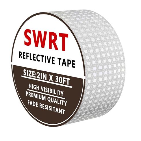 SWRT Reflective Tape 2 Inch x 30 Feet DOT-C2 Shining Star Fade Resistant White Reflective Tape Outdoor Waterproof Strong Adhesive Safety Warning Tape Reflector Conspicuity Tape for Trailer Trucks Bike in Kuwait