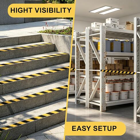 2" x 150ft Black and Yellow Caution Floor Tape Roll, High Adhesive Heavy Duty Safety Tape for Warehouse Aisle Stairs Walls in Kuwait