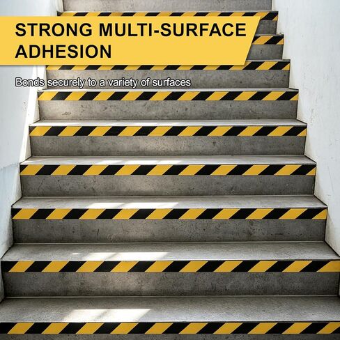 2" x 150ft Black and Yellow Caution Floor Tape Roll, High Adhesive Heavy Duty Safety Tape for Warehouse Aisle Stairs Walls in Kuwait