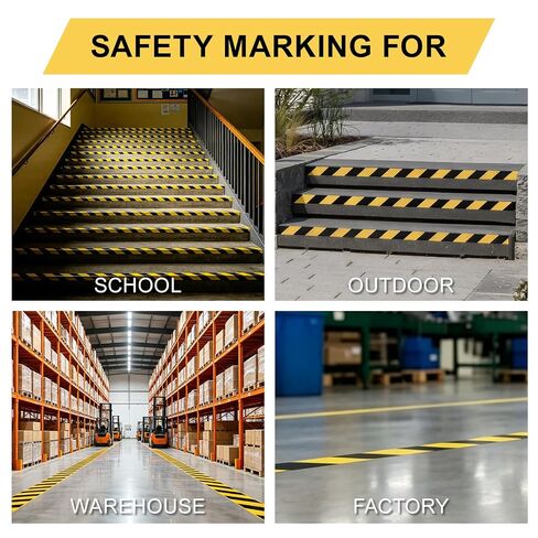 2" x 150ft Black and Yellow Caution Floor Tape Roll, High Adhesive Heavy Duty Safety Tape for Warehouse Aisle Stairs Walls in Kuwait