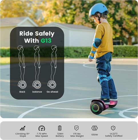 Gyroor Self Balancing Scooter New G13 All Terrain Balancing Scooter with LED Lights, Self Balancing Off Road with Bluetooth for Kids ages 6-12 and Adults – Metallic Rose Pink in Kuwait