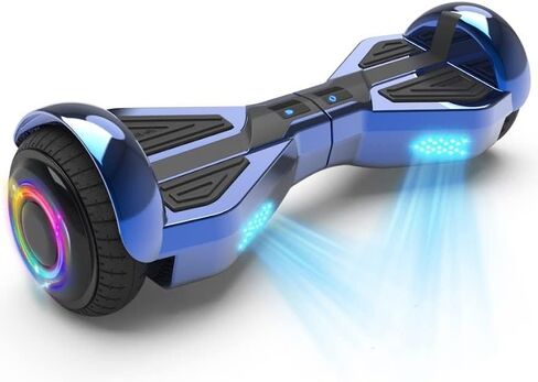 Starship Electric Hoverboard with Bluetooth Speaker, Chrome Color Self Balancing Scooters with Science Fiction Design and 6.5 inch LED Wheels (Chrome Blue) in Kuwait