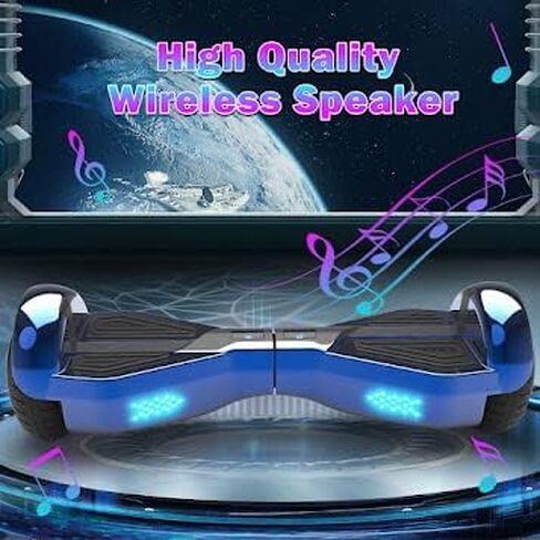 Starship Electric Hoverboard with Bluetooth Speaker, Chrome Color Self Balancing Scooters with Science Fiction Design and 6.5 inch LED Wheels (Chrome Blue) in Kuwait