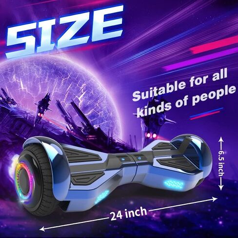 Starship Electric Hoverboard with Bluetooth Speaker, Chrome Color Self Balancing Scooters with Science Fiction Design and 6.5 inch LED Wheels (Chrome Blue) in Kuwait