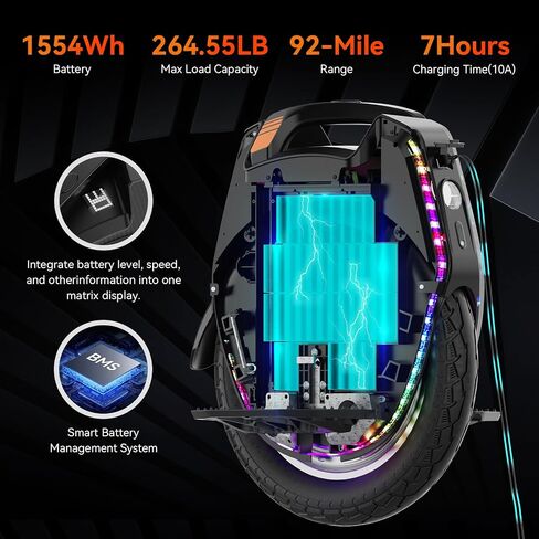 King Song 16XPro Electric Unicycle, 87-99mi Long Range & 4600W Peak Motor, UL2272 Certified Smart Electric Monowheel for Self-Balancing Unicycle for Adults Teens Commuting (Black) in Kuwait