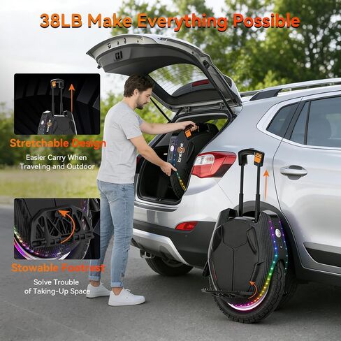 King Song 16XPro Electric Unicycle, 87-99mi Long Range & 4600W Peak Motor, UL2272 Certified Smart Electric Monowheel for Self-Balancing Unicycle for Adults Teens Commuting (Black) in Kuwait