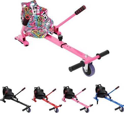 Hoverboard Seat Attachment, Adjustable Go Kart Conversion Kit with 360 Swivel Wheel, Universal Hover Cart Frame Fit 6.5"/8"/10" Hoverboard (Pink) in Kuwait