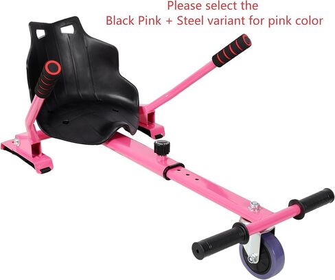 Hoverboard Seat Attachment, Adjustable Go Kart Conversion Kit with 360 Swivel Wheel, Universal Hover Cart Frame Fit 6.5"/8"/10" Hoverboard (Pink) in Kuwait