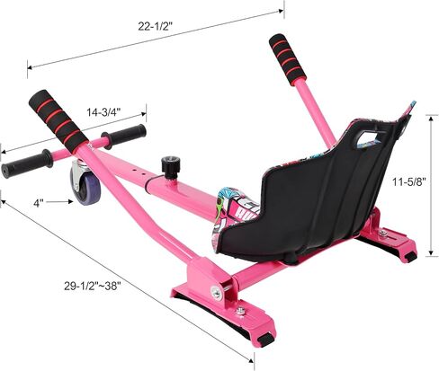 Hoverboard Seat Attachment, Adjustable Go Kart Conversion Kit with 360 Swivel Wheel, Universal Hover Cart Frame Fit 6.5"/8"/10" Hoverboard (Pink) in Kuwait