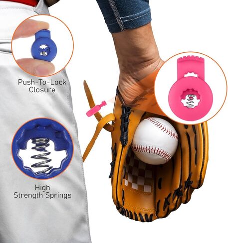 36 Pcs Glove Locks, Baseball Glove Lace Locks for Baseball & Softball, Gloves Lock Clips for Easy Gloves Repair & Secure Fit, 9 Colors for All Players in Kuwait