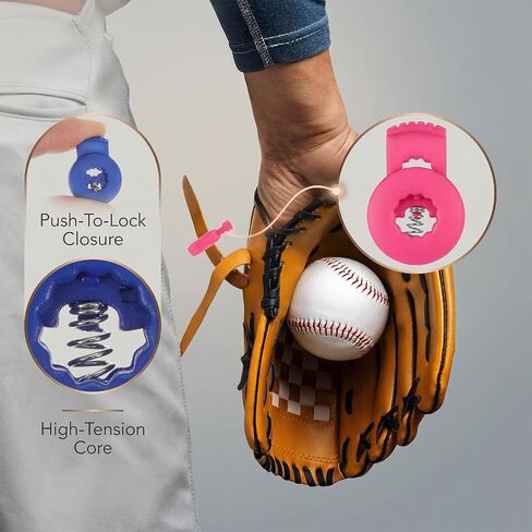 Andibro 36 Pcs Glove Locks Baseball, Nylon Baseball Glove Lace Locks for Secure Fit, Never Need Tying Knots Again (9 Assorted Colors, 4 Each) in Kuwait