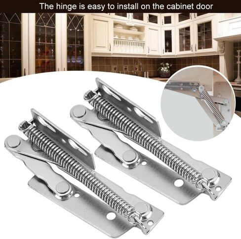 2PCS 80 Degree Foldable Spring Hinge - Folding Lifting Bracket for Sofa Bed, Cabinet Doors & Furniture Storage in Kuwait