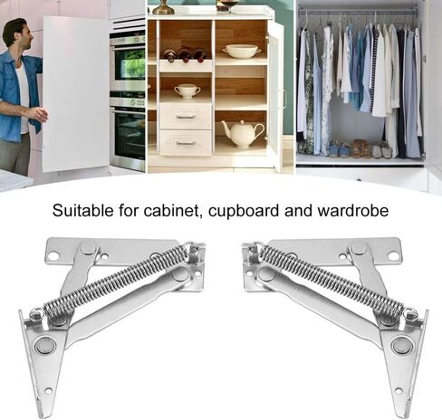 2PCS 80 Degree Foldable Spring Hinge - Folding Lifting Bracket for Sofa Bed, Cabinet Doors & Furniture Storage in Kuwait