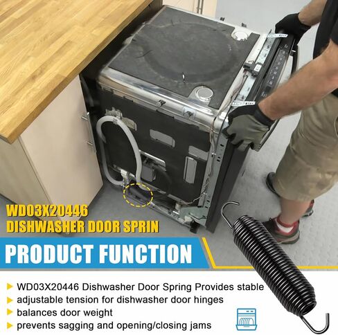 WD03X20446 Dishwasher Door Spring Compatible with GE Hotpoint, Haier,RCA and Selected Kenmore Dishwashers, Replace WD03X10037 AP5803622,GDF540HSD0SS,3028346,PS8768365 (2 pcs) in Kuwait