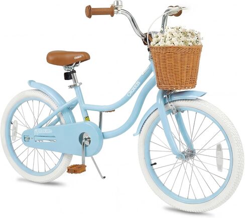 Olakids Kids Bike, 12 14 16 18 20 Inch Toddlers Bike with Training Wheels Rattan Basket Safety Bell Adjustable Seat and Handlebar for Girls Boys in Kuwait