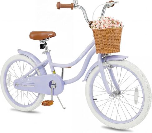 Olakids Kids Bike, 12 14 16 18 20 Inch Toddlers Bike with Training Wheels Rattan Basket Safety Bell Adjustable Seat and Handlebar for Girls Boys in Kuwait