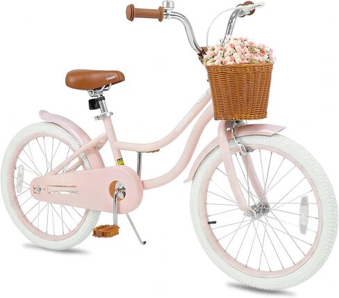 Olakids Kids Bike, 12 14 16 18 20 Inch Toddlers Bike with Training Wheels Rattan Basket Safety Bell Adjustable Seat and Handlebar for Girls Boys in Kuwait