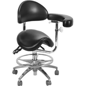 Saddle Rolling Stool with Armrest & Wheels Comfortable Dental Mobile Saddle Chair with Back Support for Dentist Salon Tattoo in Kuwait