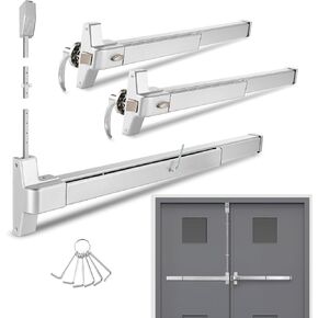 IRONWALLS 32" Panic Bar with Vertical Rod & 2-Pack 27.5" Commercial Door Push Bar Panic Exit Device with Door Lever Keyed Different, Heavy Duty Stainless Steel Panic Exit Hardware for Double Doors in Kuwait