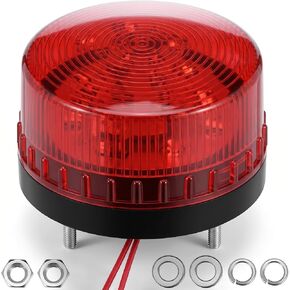 QWORK Industrial Signal Round Red Warning Light Strobe, 3W, AC 110V, High-Visibility, Weatherproof, 360° Coverage, Ideal for Factories & Construction Sites in Kuwait