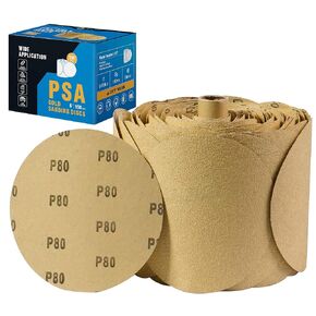 S SATC 100 PCS PSA Sanding Discs 6 Inch Adhesive Backed Sandpaper 80 Grit Sander Attachment for Drill Self Stick Aluminum Oxide Round Automotive Sandpaper with Sticky Back in Kuwait