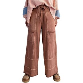 Easel Lazy Days Mineral Washed Wide Leg Pants in Kuwait