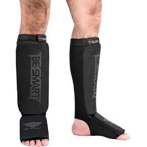 Be Smart MMA Shin Guards for Kickboxing, Muay Thai & Martial Arts – Padded Instep Protection, Lightweight Cotton Elastic Shin Pads – Adult & Youth Training Gear in Kuwait