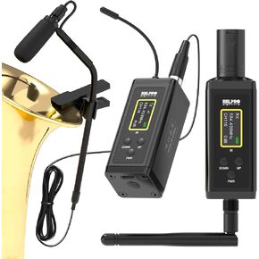 Saxophone Wireless Microphone System for Clarinet, Brass Instrument | UHF, 260FT Range, 360° Rotatable Clip-on Mic, XLR Adapter, Low Latency Transmitter & Receiver, F40S in Kuwait